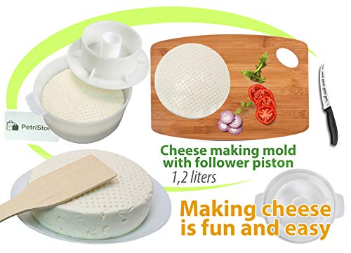 Cheesemaking Kit With Follower Piston 1,2 l Press Strainer 45 oz