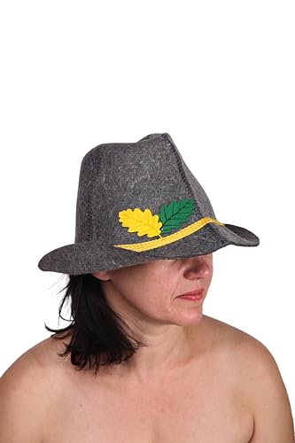 PetriStor Sauna Hat Tyrolean hat - Sauna Hat for Men - Wool Sauna Hat - Sauna Hat for Women - Bathhouse hat - Natural Felt Sauna Cap (Gray)