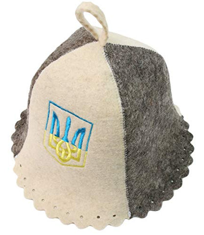 Sauna Hat Embroidery Vishivka Ukrainian Сoat of Arms Trident/Trizub