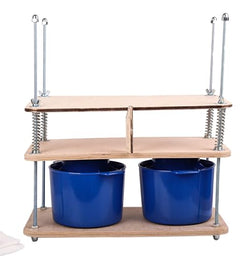 Cheese Press for Cheese Making 16 in - Cheesemaking Kit with Wooden Cheese Press and 2 Cheese Molds 0.48 gal - 1.8 L Blue, Cheesecloth, Springs and measuring scale included