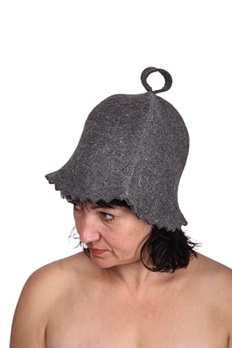 PetriStor Sauna Hat Standard - Sauna Hat for Women - Wool Sauna Hat - Sauna Hat for Men - Bathhouse hat - Natural Felt Sauna Cap (Gray) Size S