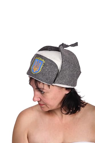 PetriStor Traditional Sauna Hat Earflap - Sauna Hat for Women - Wool Sauna Hat - Sauna Hat for Men - Bathhouse hat - Natural Felt Sauna Cap (Gray)