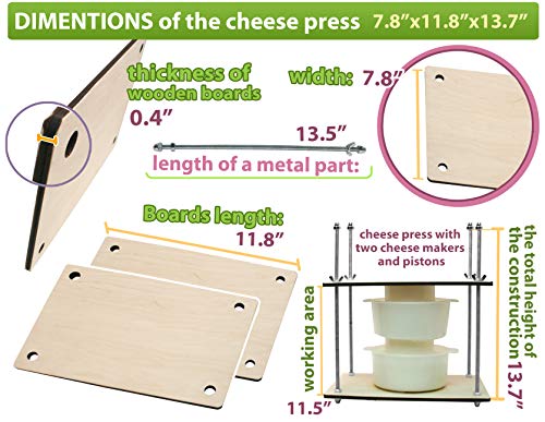 Сheese Making Kit 12 in(Metal Guides 13 in+2 Cheese Making mold 1.2 L)