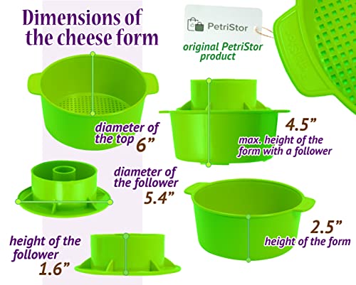 2 pcs Cheesemaking Kit Сheese Mold Press Strainer cheese With Follower Piston 40 oz (1,2 liters) Tofu Press Mold Cheese Making Kit Machine Color green