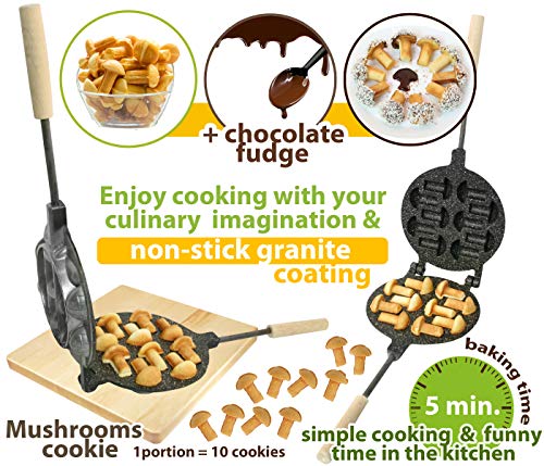 10 Mushrooms Cookie Mold Non-stick Coating granite stone Cookie Presses