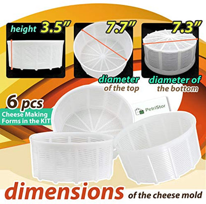 6 pcs Cheesemaking Kit Strainer cheese Basic Cheese Mold 2.4 l