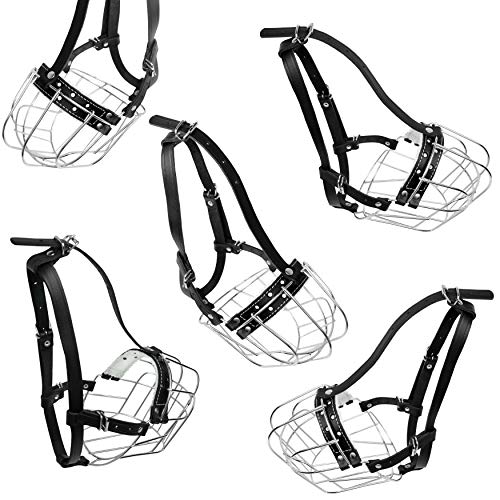 Metal Muzzles for Dog Rottweiler #2 Wire Basket Adjustable Leather Straps Leather Adjustable The Circumference is 10.2-14.5 in Length 2.7 * 3.5