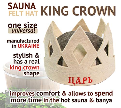 Sauna Hat King Crown Wool Felt Banya 100% Natural