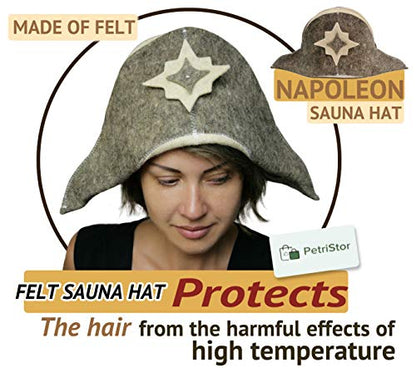 PetriStor Sauna Hat Napoleon Natural Felt Made in Ukraine