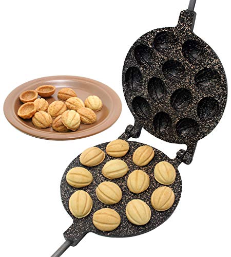 Walnut Cookie Maker 12 halves non-stick coating granite stone Pastry