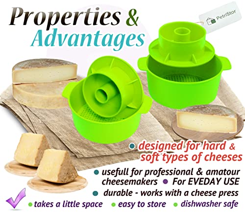 2 pcs Cheesemaking Kit Сheese Mold Press Strainer cheese With Follower Piston 40 oz (1,2 liters) Tofu Press Mold Cheese Making Kit Machine Color green