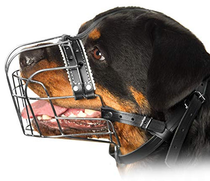 Metal Muzzles for Dog Rottweiler № 3 Wire Basket Adjustable Leather Straps Leather Adjustable The Circumference is 10.6-15 in Length 2.7 * 3.7