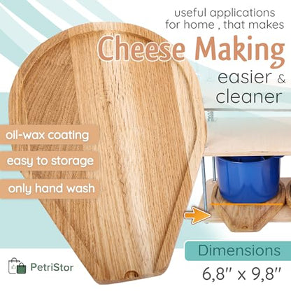 Cheese Making Draining Tray Natural Oak Drip Tray Small 6,8" x 9,8"