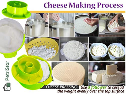 2 pcs Cheesemaking Kit Сheese Mold Press Strainer cheese With Follower Piston 40 oz (1,2 liters) Tofu Press Mold Cheese Making Kit Machine Color green