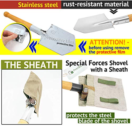 Shovel 1984 Special Forces Shovel Stainless Steel with Pouch