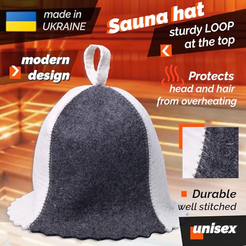PetriStor Sauna Hat Standard - Sauna Hat for Women - Wool Sauna Hat - Sauna Hat for Men - Bathhouse hat - Natural Felt Sauna Cap (Combined) Size S