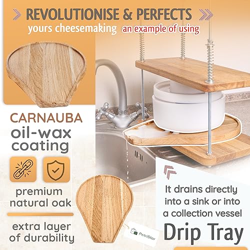 Сheesemaking Draining Tray Natural Oak Drip Tray Big 10,6" x13,7 - Cheese Makers
