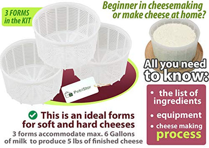 3 pcs Cheesemaking Kit  Strainer cheese Basic Cheese Mold 1.15 liters