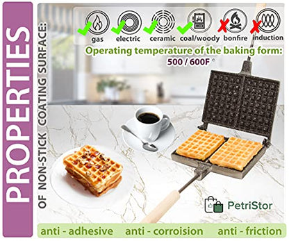 Belgian Viennese Waffle Maker Cookie Non-stick granite coating