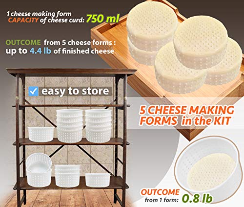 5 pcs Cheesemaking Kit Strainer cheese Basic Cheese Mold 0.75 liters