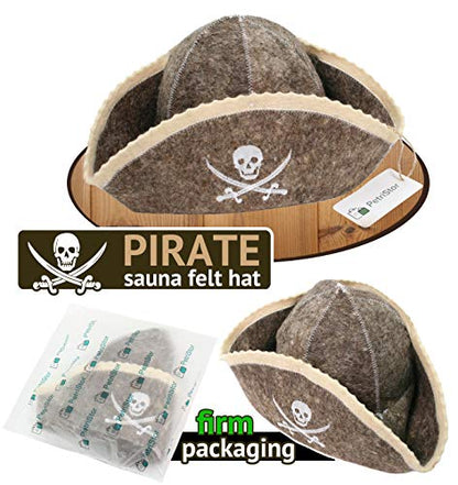 Sauna Hat Pirate/Filibuster for Man Natural Felt 100% Natural