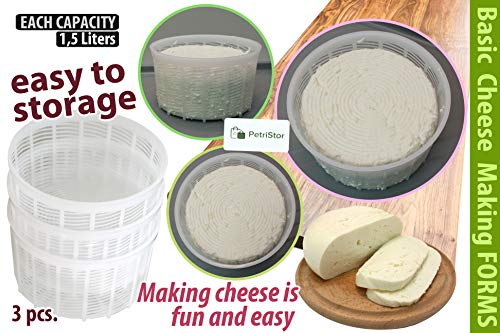 3 pcs Cheesemaking Kit  Strainer cheese Basic Cheese Mold 1.15 liters