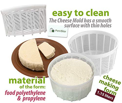 3 pcs Cheesemaking Kit  Strainer cheese Basic Cheese Mold 1.15 liters