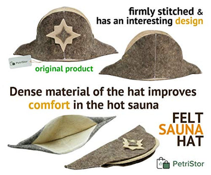 PetriStor Sauna Hat Napoleon Natural Felt Made in Ukraine