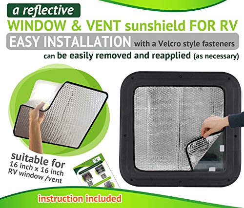 PetriStor 16x16 Cover Sun Shield Shade RV Reflective Vent Cover (Edges Color Black)