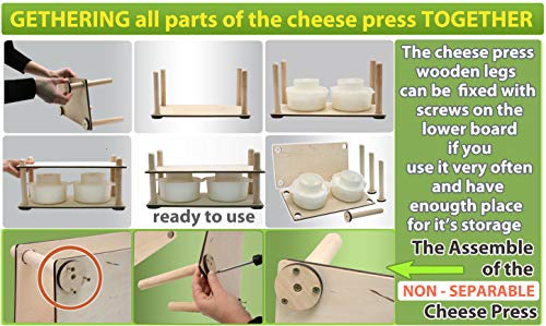Сheese Making Kit 16 in(Wooden Guides+2 Cheese Making mold 1.2 L)