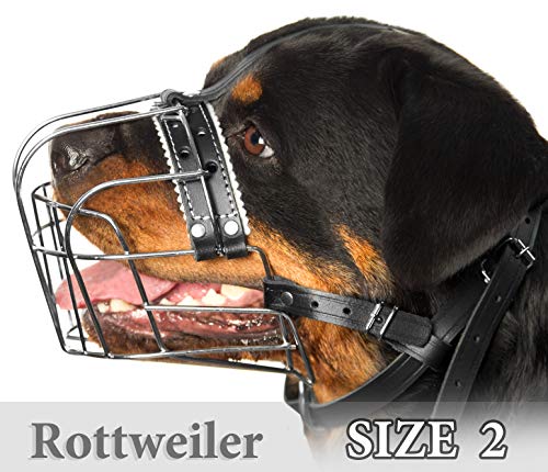 Metal Muzzles for Dog Rottweiler #2 Wire Basket Adjustable Leather Straps Leather Adjustable The Circumference is 10.2-14.5 in Length 2.7 * 3.5