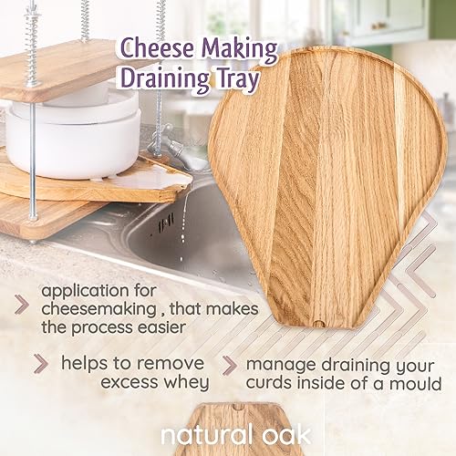 Сheesemaking Draining Tray Natural Oak Drip Tray Big 10,6" x13,7 - Cheese Makers