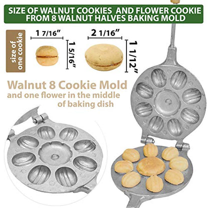 Walnut 8 Cookie Mold (Oreshek + flower) Maker Oreshki Russian Soviet