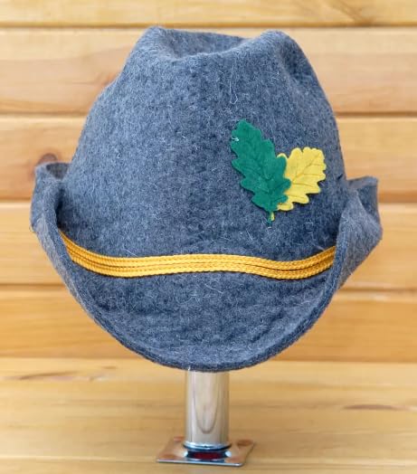 PetriStor Sauna Hat Tyrolean hat - Sauna Hat for Men - Wool Sauna Hat - Sauna Hat for Women - Bathhouse hat - Natural Felt Sauna Cap (Gray)