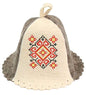 Sauna Hat Ukrainian Ornament Bathhouse/Vaporarium Natural Felt red