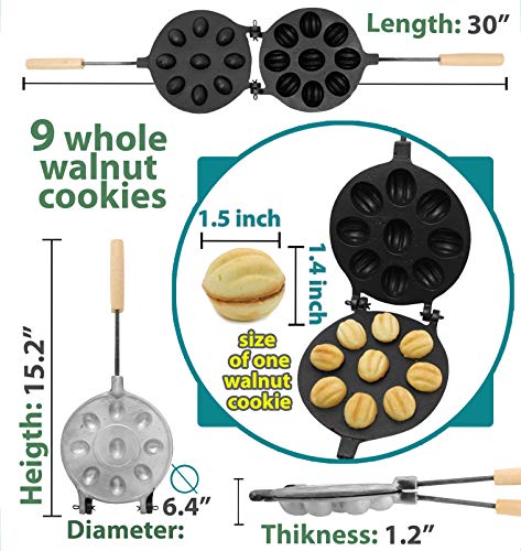 Big Walnut Cookie (Oreshek) Maker 9 nut Non-Stick Cookies Pastry