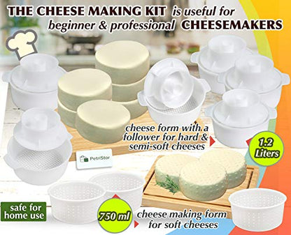 9 pcs Cheesemaking Kit №4 Punched Сheese Mold Press Strainer