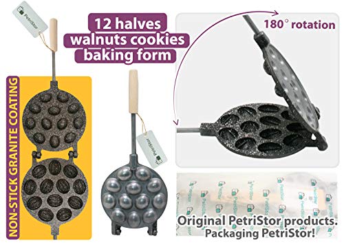 Walnut Cookie Maker 12 halves non-stick coating granite stone Pastry
