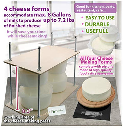 Сheese Making Kit 16in (Metal Guides 13 in+4 Cheese Making mold 1.2 L)