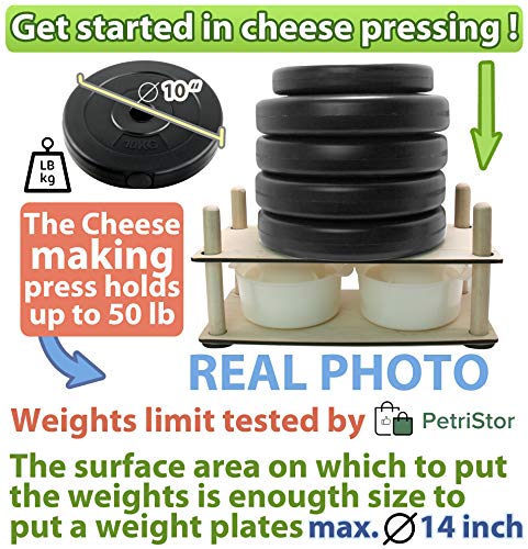 Сheese Making Kit 16 in(Wooden Guides+2 Cheese Making mold 1.2 L)