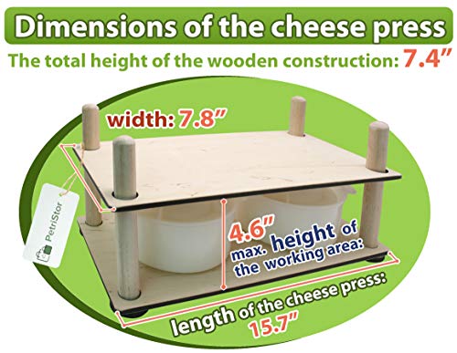 Сheese Making Kit 16 in(Wooden Guides+2 Cheese Making mold 1.2 L)