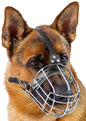 Dog Chrome Metal Muzzles Wire Basket Adjustable Leather Straps (№5+) Circumference is 12.2-13 in, Length is 4.7-5.1 in