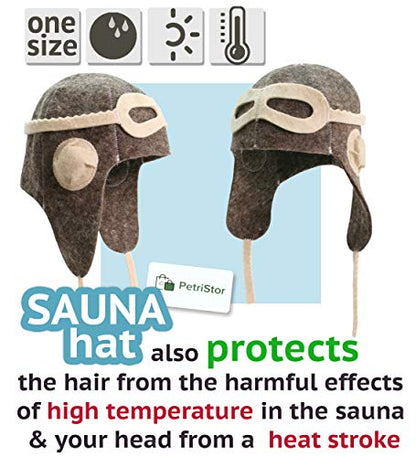 Sauna Hat Pilot/Flyer/Airman for Man Natural Felt 100% Natural