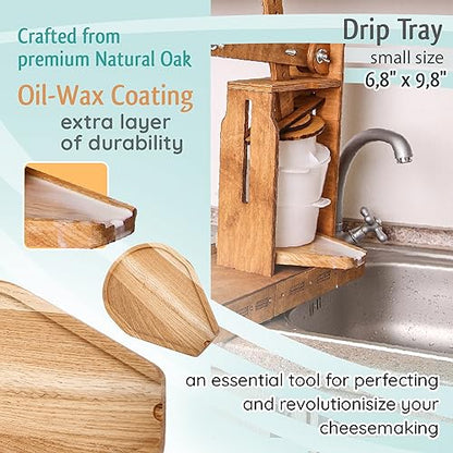 Cheese Making Draining Tray Natural Oak Drip Tray Small 6,8" x 9,8"