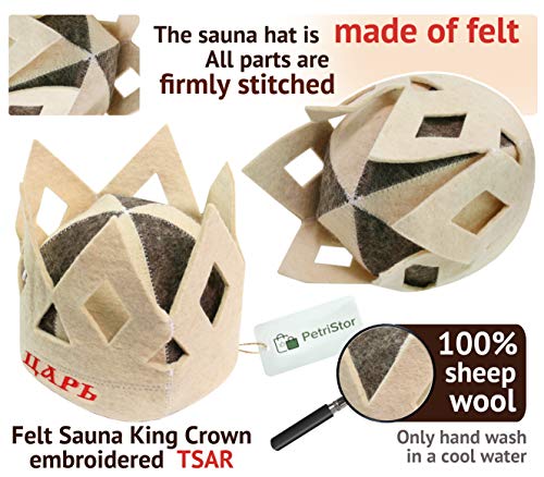 Sauna Hat King Crown Wool Felt Banya 100% Natural