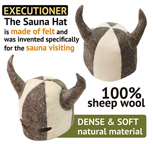 Sauna Hat for Man Wool Felt Care Bath SPA Executioner, Hangman Natural