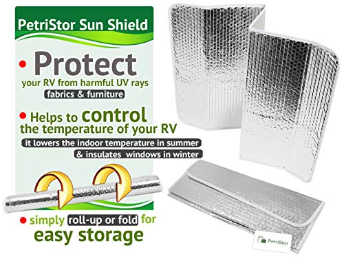 PetriStor 16 X 25 Sun Shield RV Reflective Door Window Cover Helps Protect Your RV from Harmful UV Rays and Regulates RV Temperature White