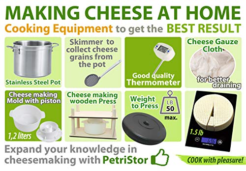 Cheesemaking Kit With Follower Piston 1,2 l Press Strainer 45 oz