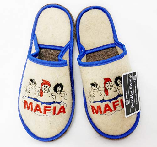 Sauna Banya Slippers for Men "Mafia" Bath House Wool Felt