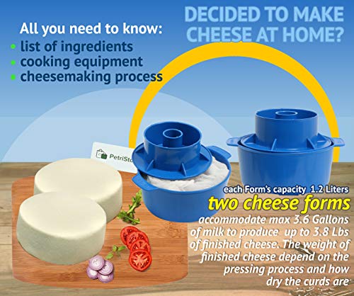 2 pcs Cheesemaking Kit With Follower Piston 1,2 l Color blue